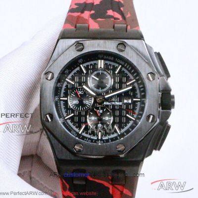 Perfect Replica Audemars Piguet Royal Oak Offshore 45mm Watch - Black Mega Tapisserie Dial Red Camouflage